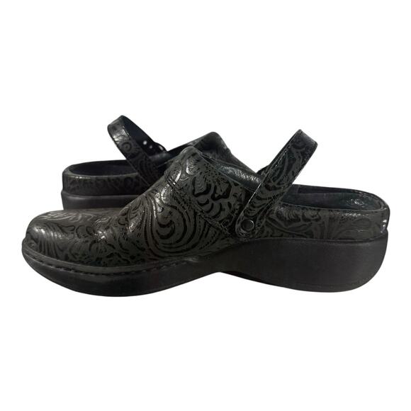 Dansko EU 36 US 5.5-6 Allison Black Tooled Leather Slingback Mules Clogs - Picture 7 of 9